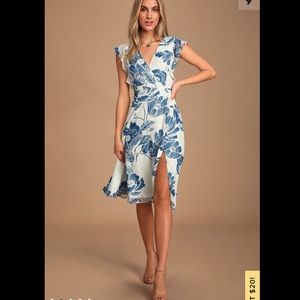 Bliss Seeker Blue & White Floral Print Midi Dress